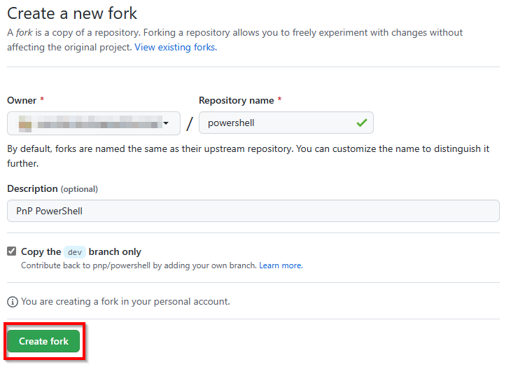 Fork does not exist yet