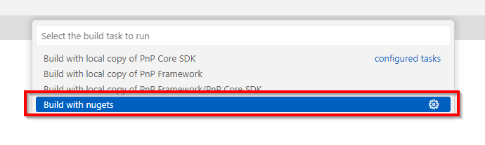 Opening the build menu